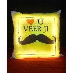 GRABADEAL Love You Veer Ji LED Light Cushion Gift for Sister